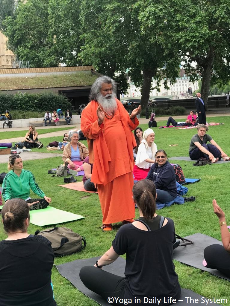 2019 06 21 IDY London Victoria Tower Gardens Vishwaguruji leads yoga practice