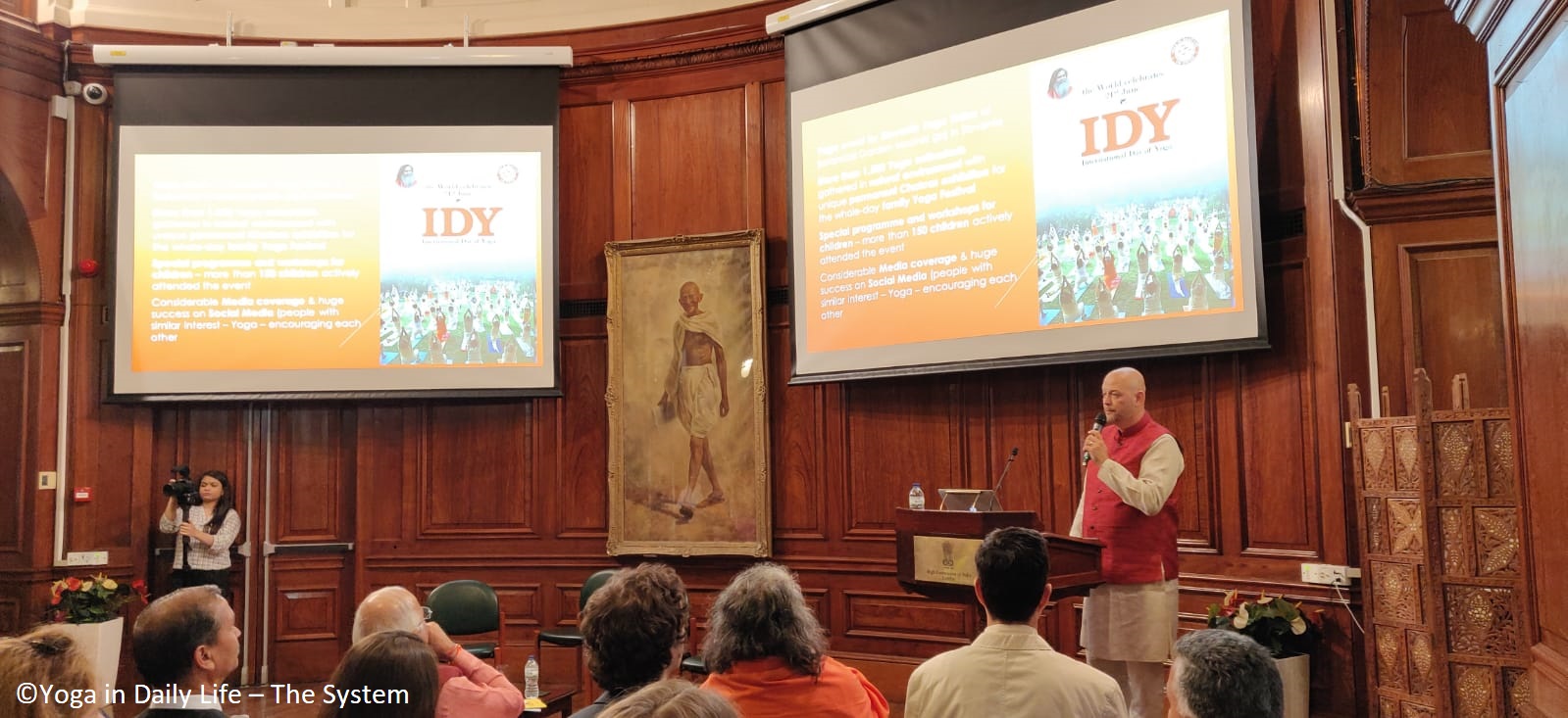 IDY 2019 Yoga Conference, India House, London - Dr Gregor Kos (Sugandpuri) presents YIDL around the world